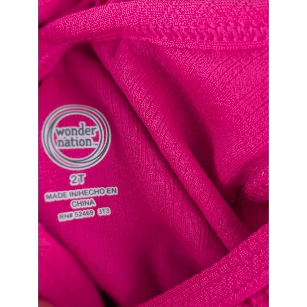 Wonder Nation Girls Hot Pink Ruffle One Shoulder Skirted Swimsuit Set 2T NWT